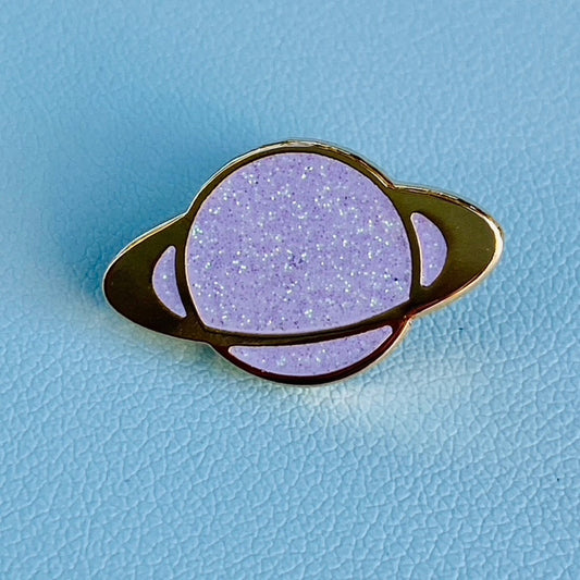 RINGED PLANET - Iridescent Glitter Enamel Pin