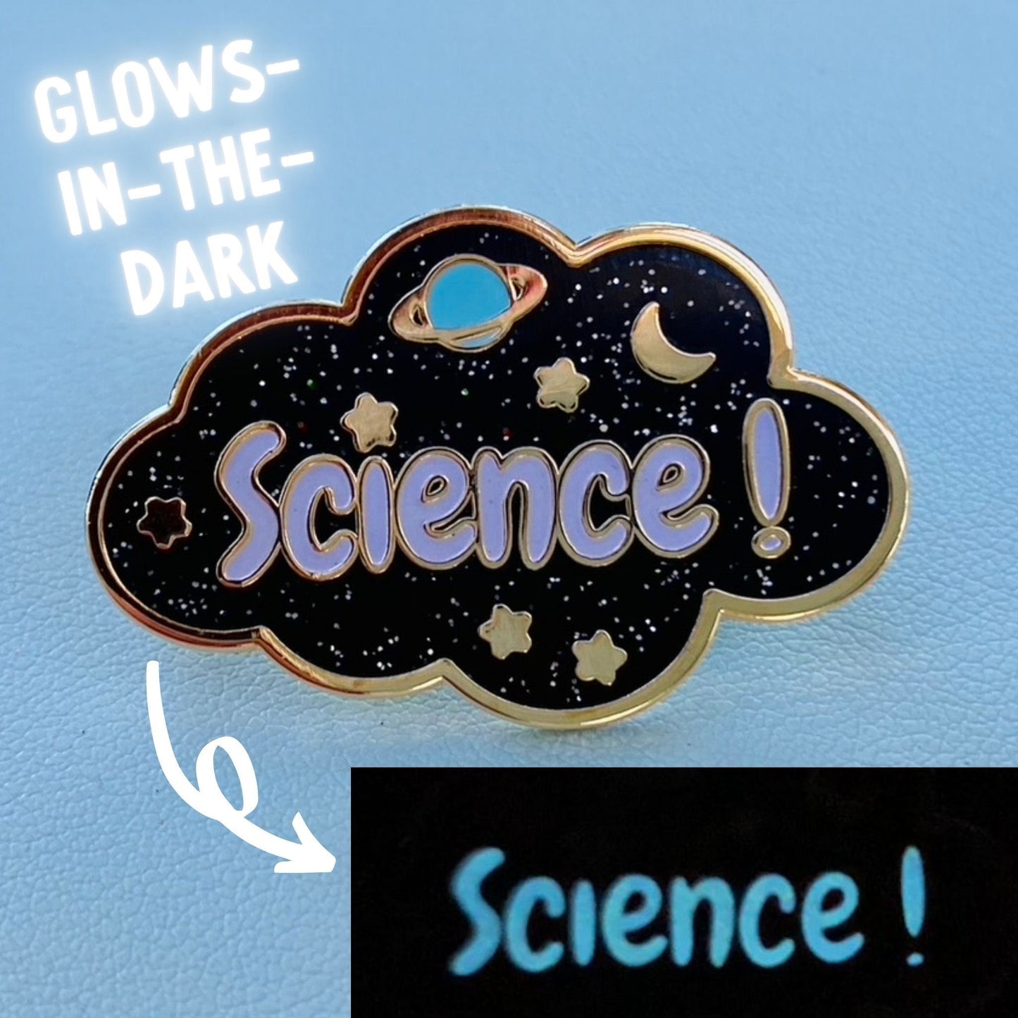 SCIENCE! - Glitter & Glow-in-the-Dark Enamel Pin