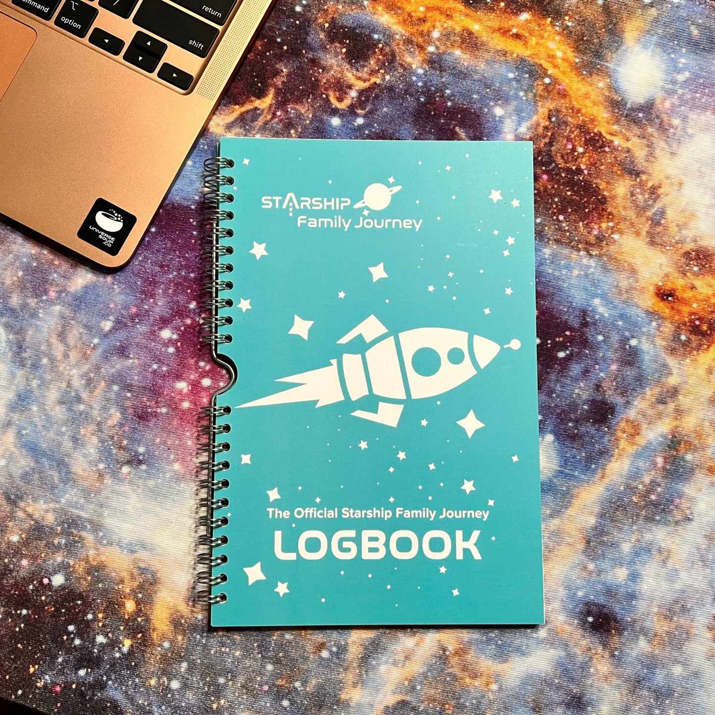 LOGBOOK - The Starship Family Journey Outer Space Story Journal with Coloring Pages - Spiral Bound