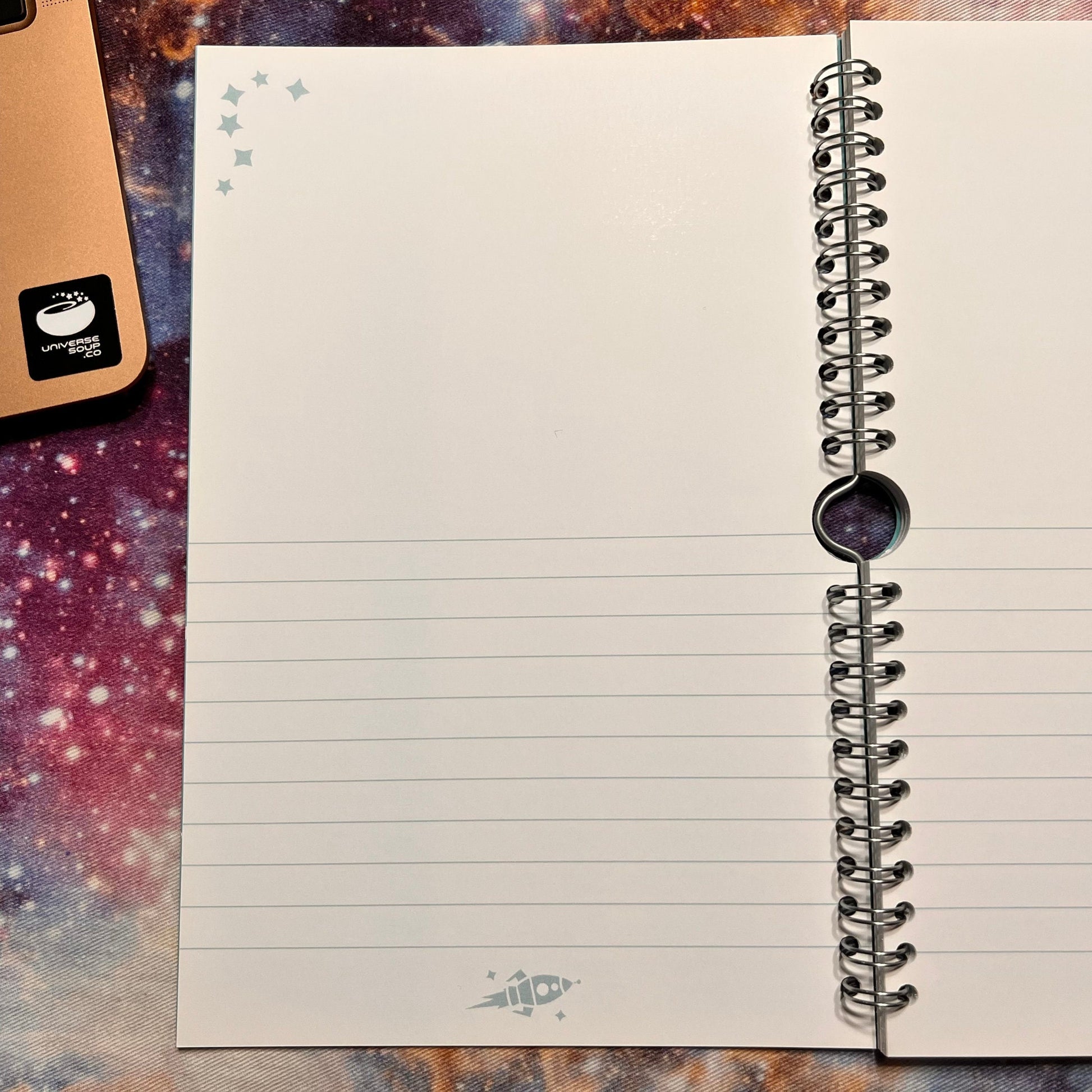 LOGBOOK - The Starship Family Journey Outer Space Story Journal with Coloring Pages - Spiral Bound