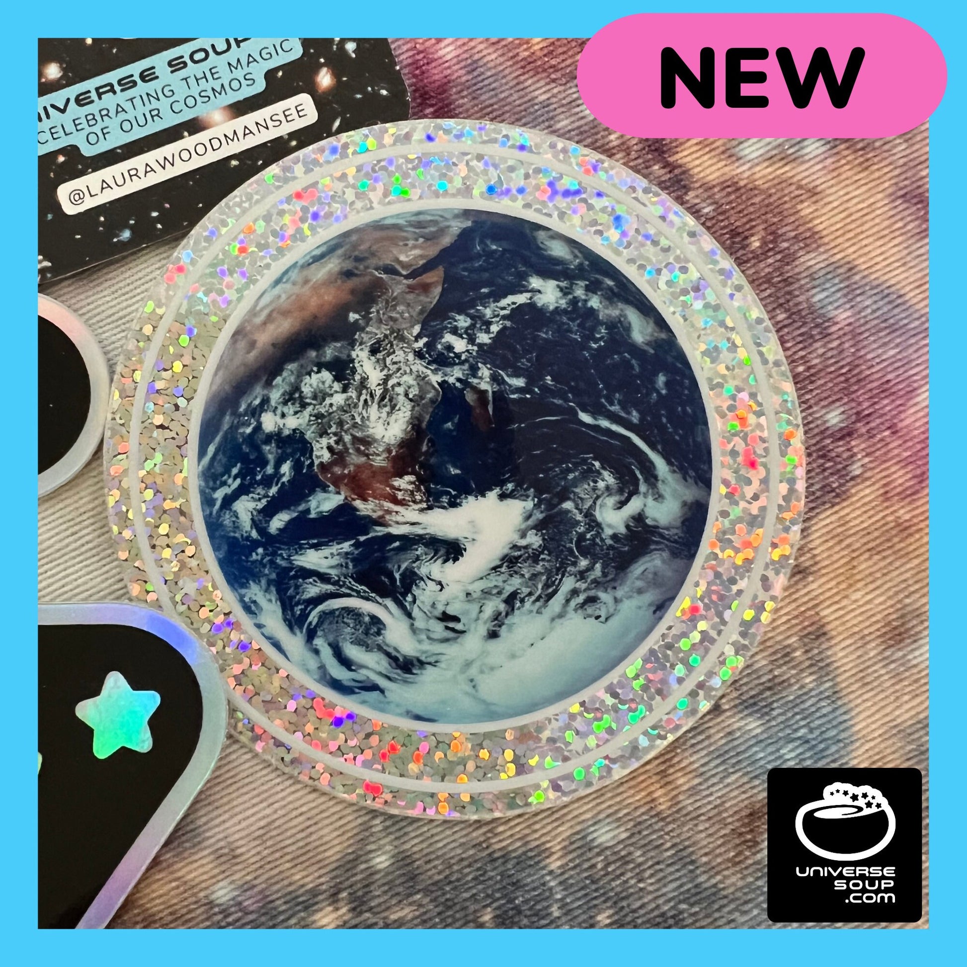 Earth! Glitter Earth Photo Vinyl Sticker